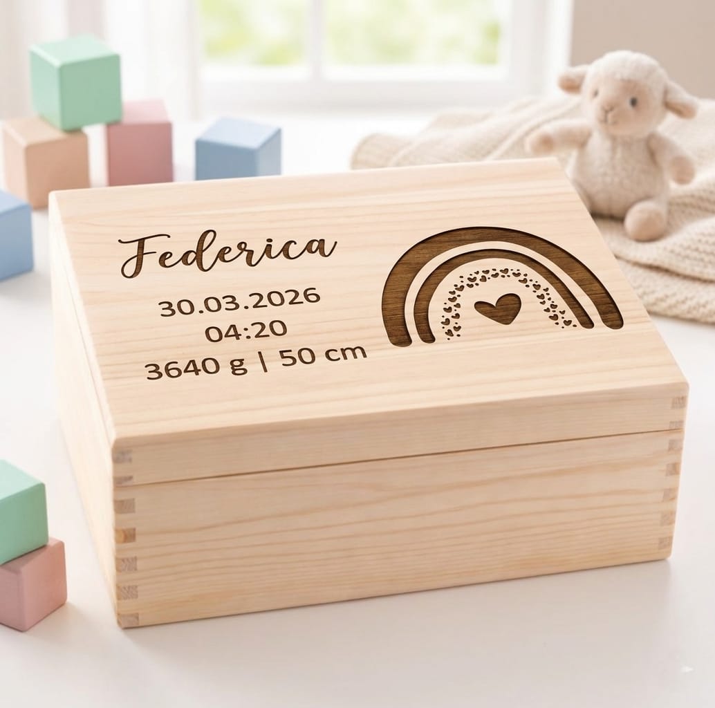 Erinnerungskiste aus Holz mit Gravur