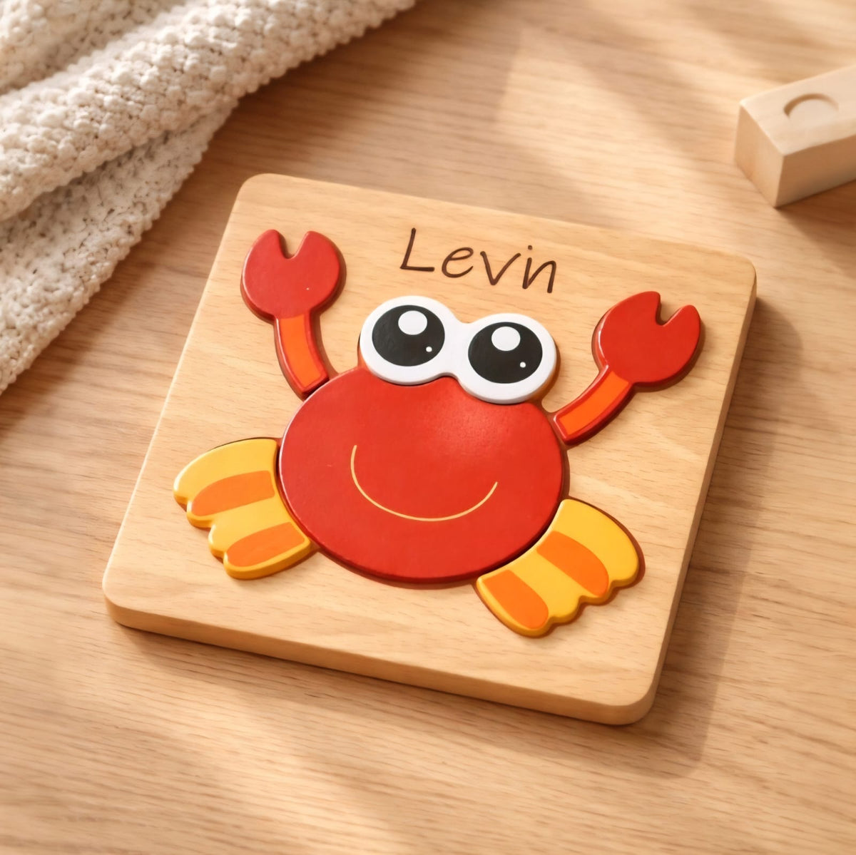Holzpuzzle Krebs mit Gravur