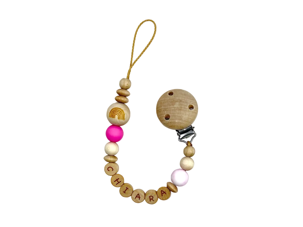 Schnullerkette "pinky rainbow"